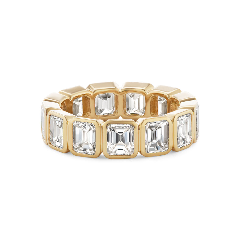 Emerald-Cut Diamond Bezel Band