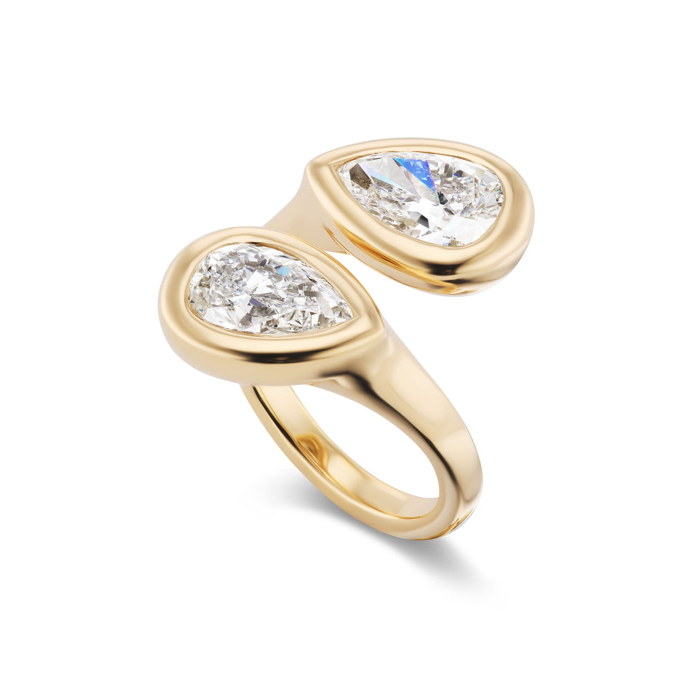 One-of-a-Kind Moi Et Toi Ring with Diamond Pears