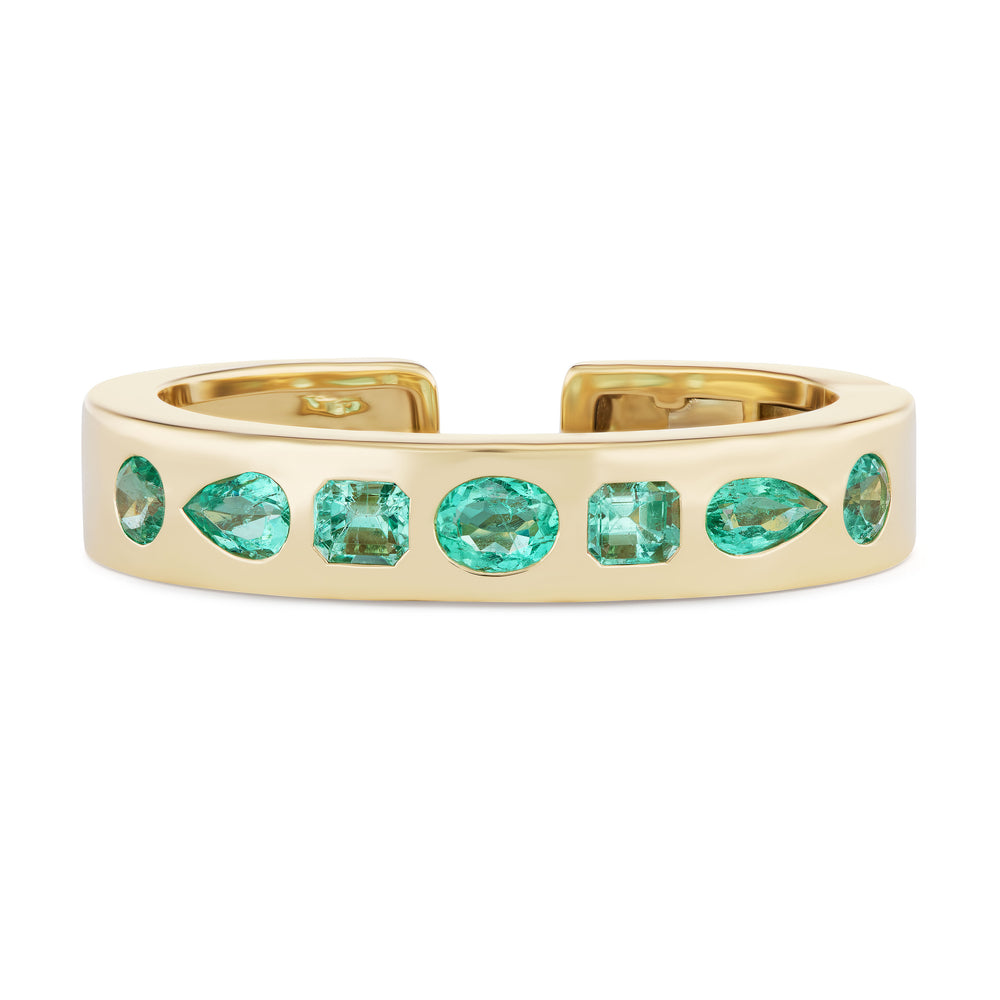 One-of-a-Kind Mixed Shape Emerald Gypsy Cuff