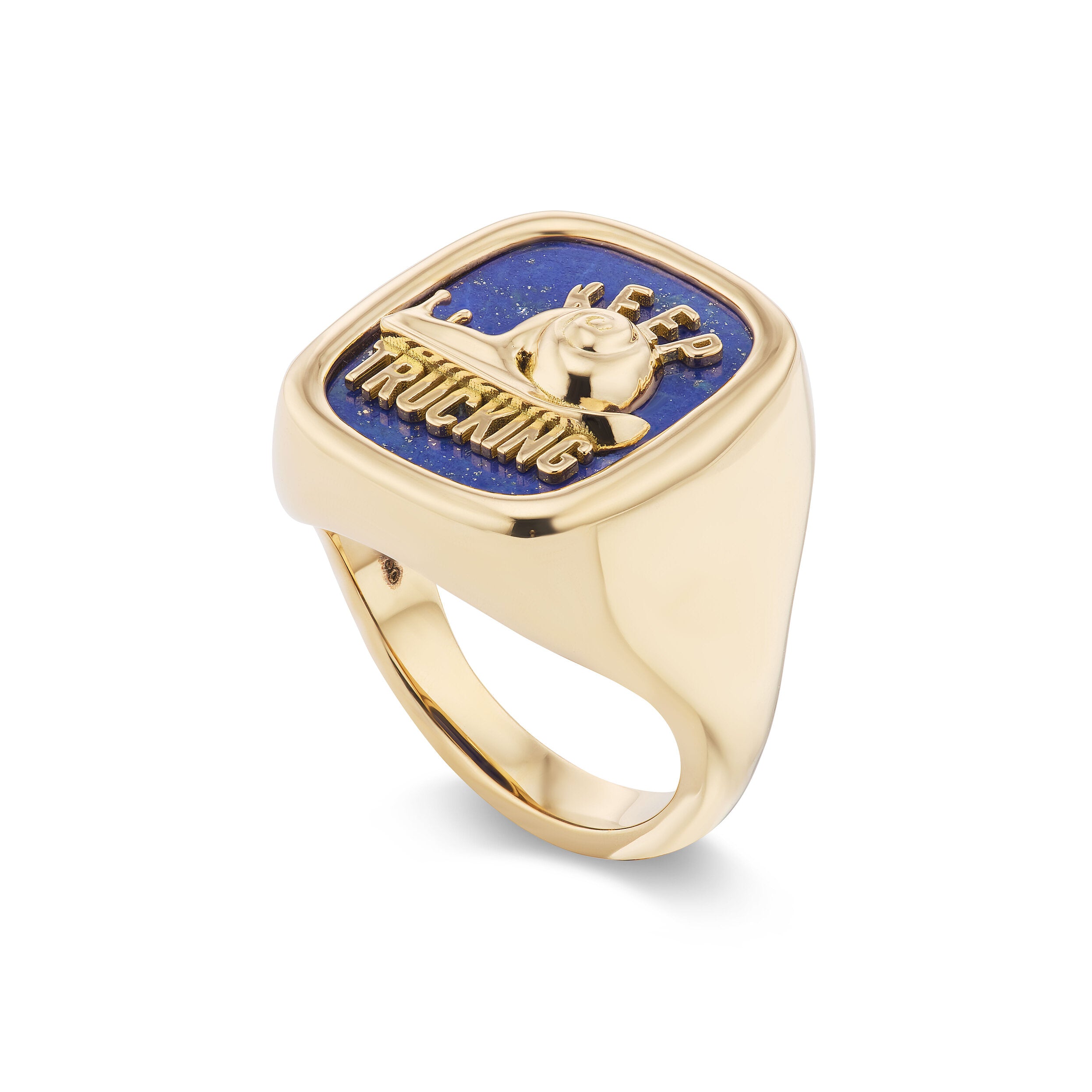 Keep Trucking Carved Stone Signet Ring
