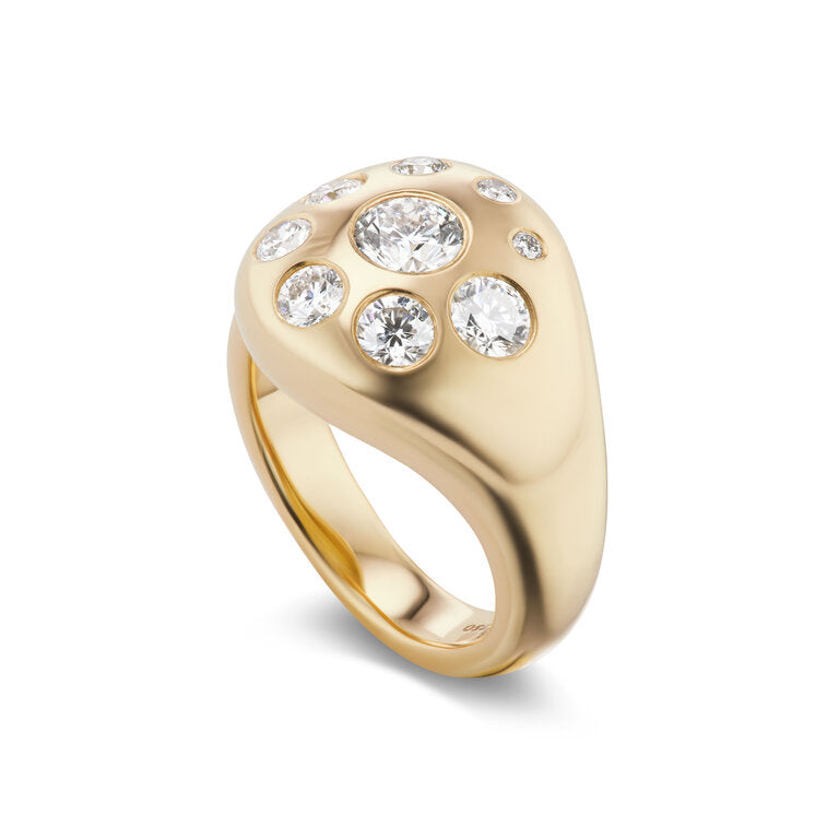 Large Petal Ring with Diamonds