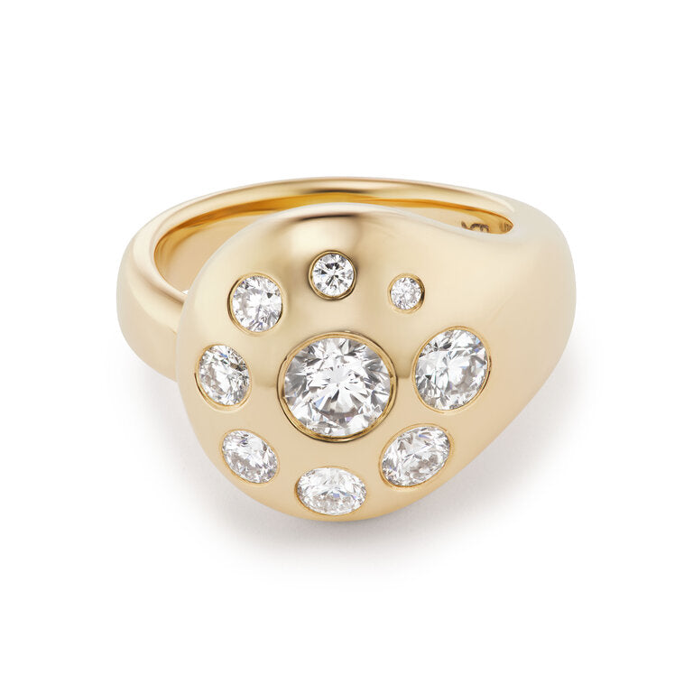 Large Petal Ring with Diamonds