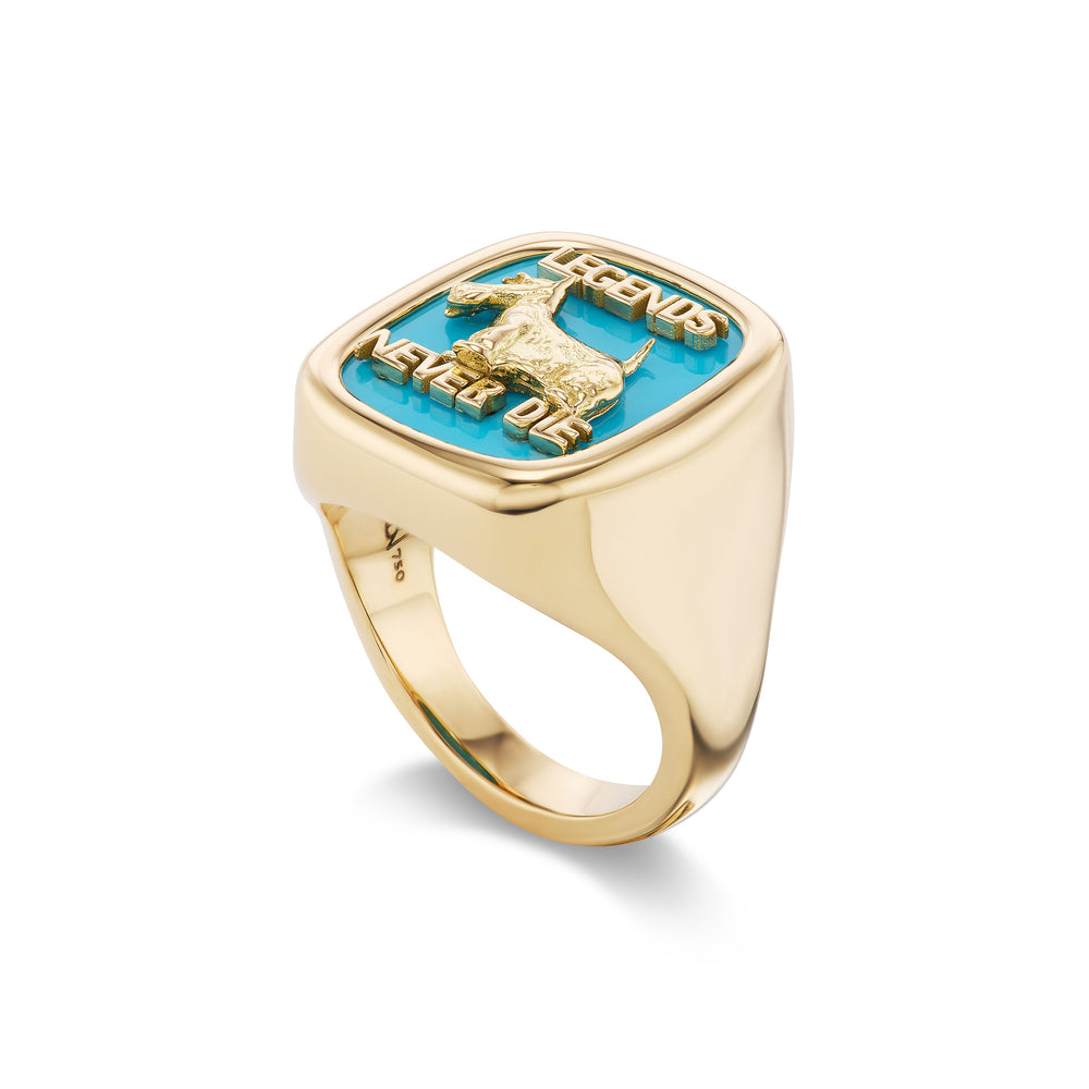 Legends Never Die Carved Stone Signet Ring