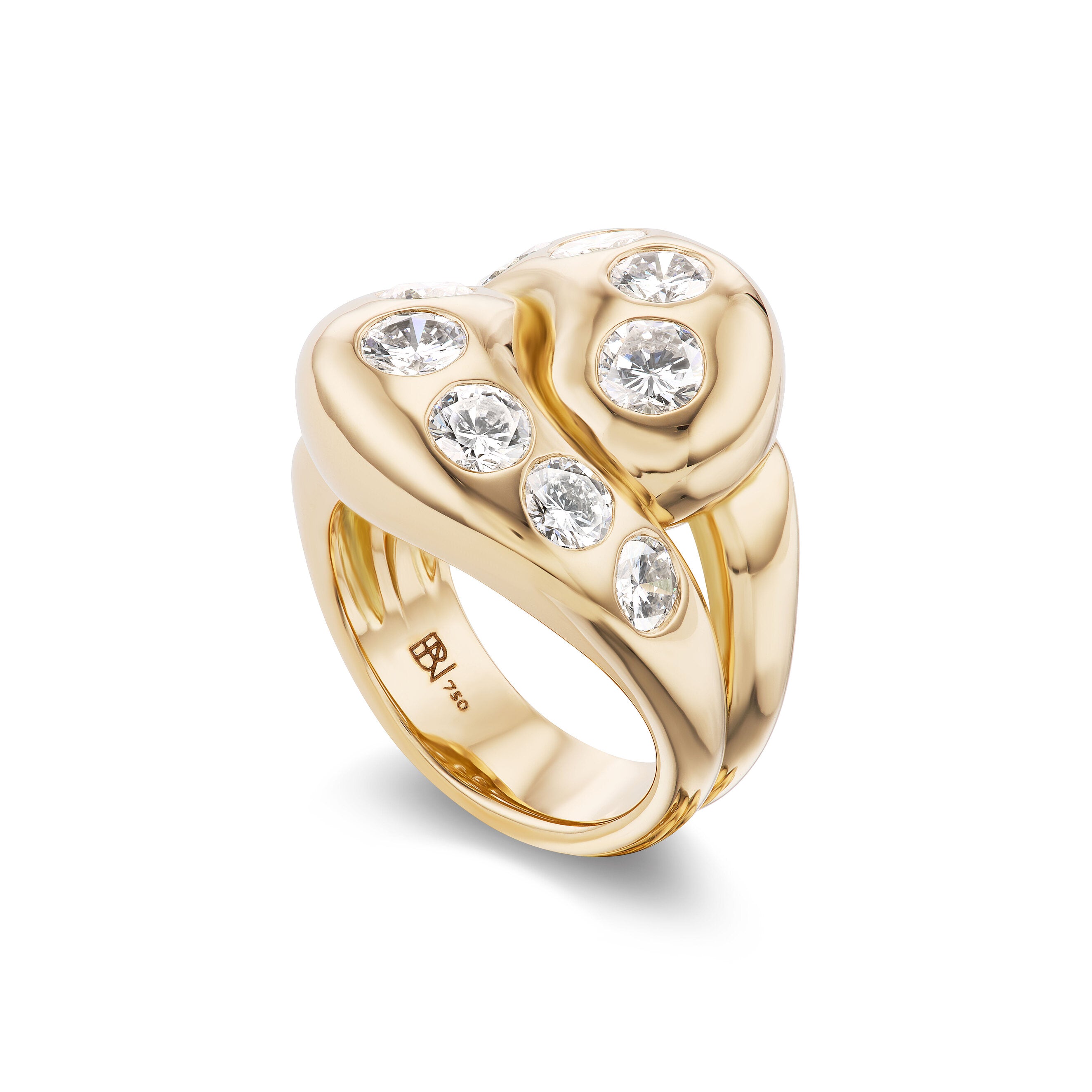 Knot Ring with 10 Round Diamonds