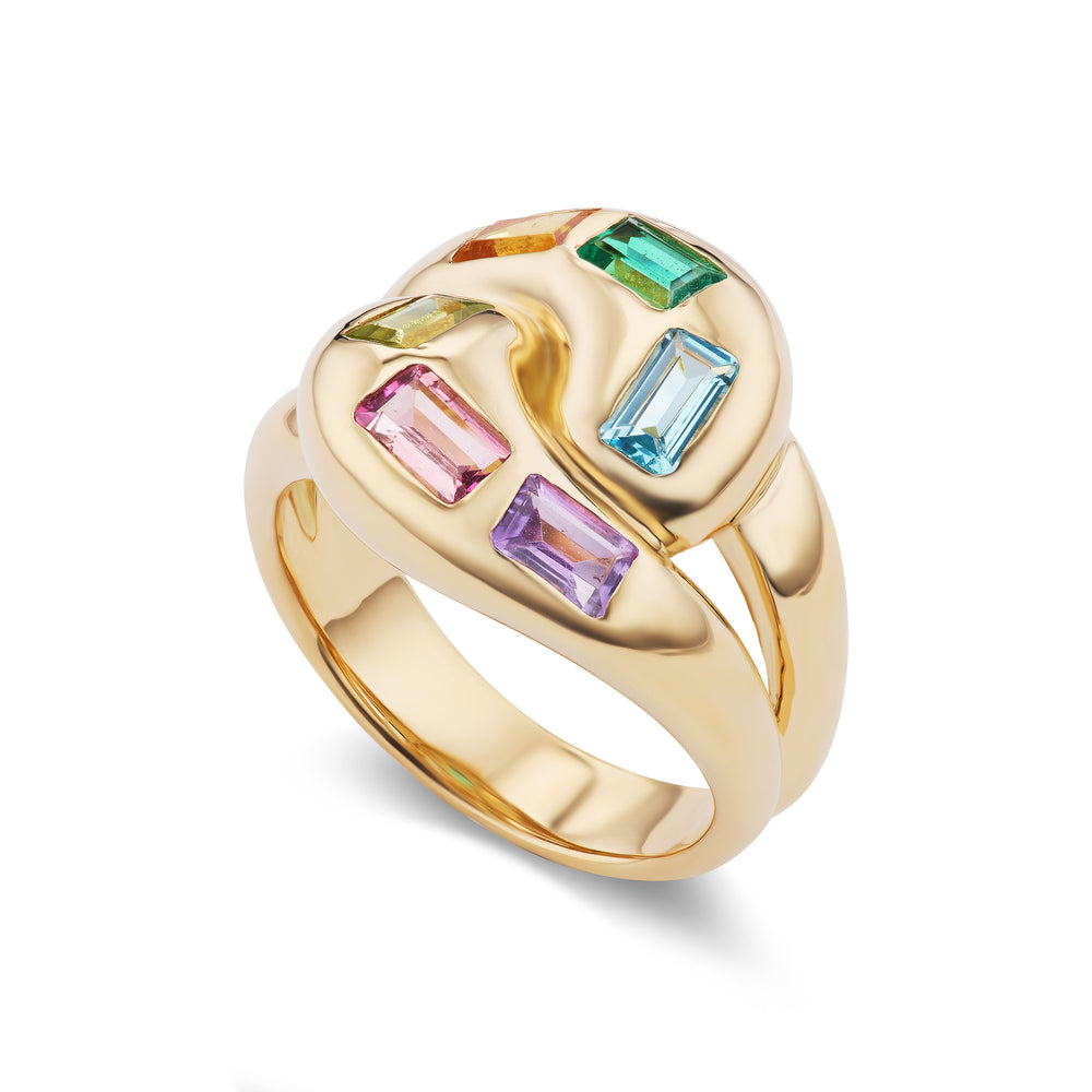 Multi-Color Gemstone Knot Ring