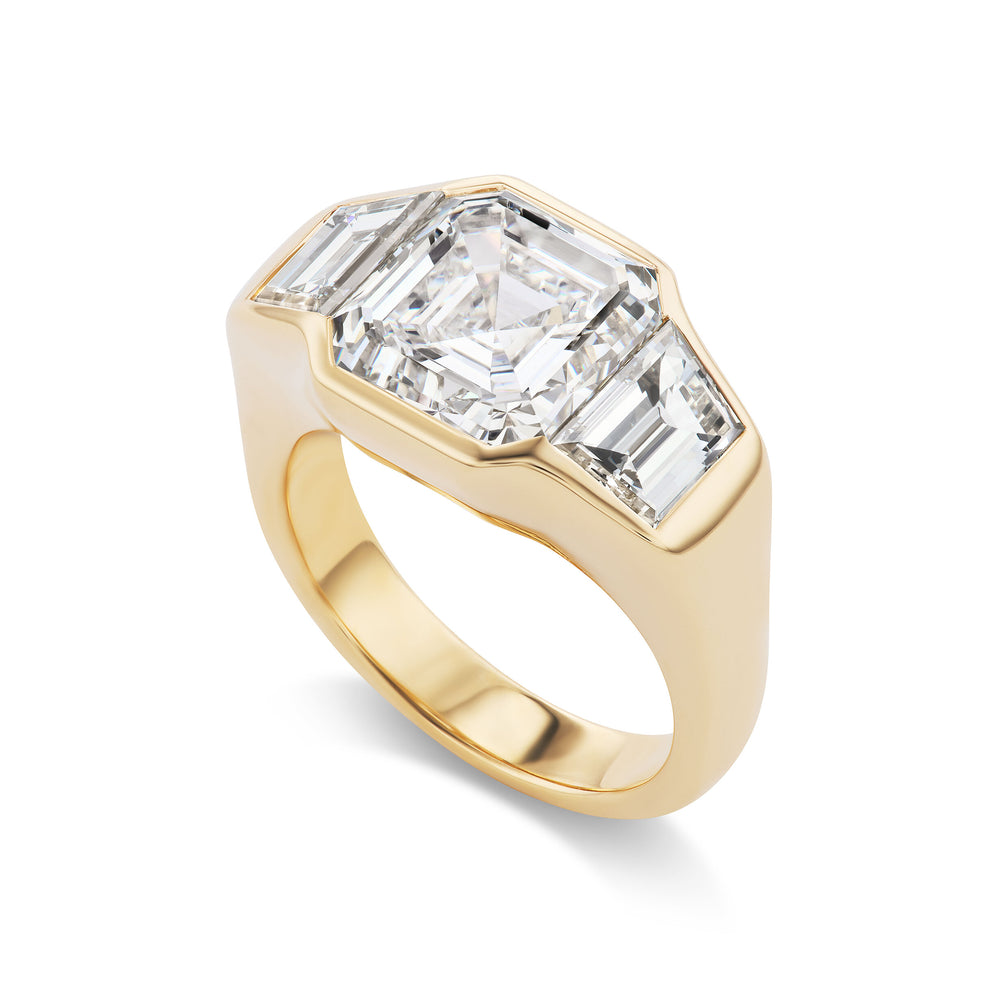 One-of-a-Kind Asscher Diamond Gypsy with Trapezoid Diamond Sides