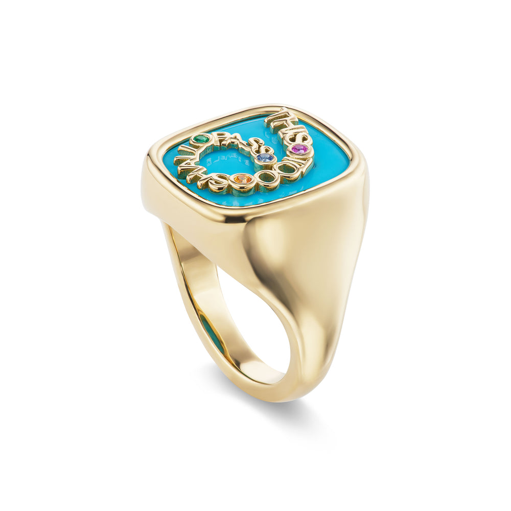Mini This Too Shall Pass Carved Stone Signet Ring