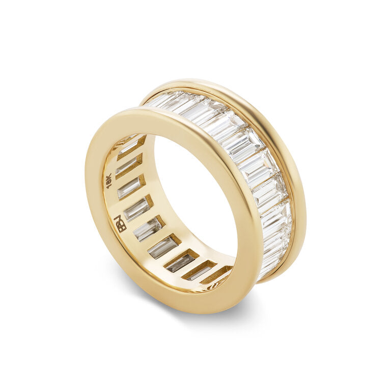 Channel-Set Band with North-South Diamond Baguettes