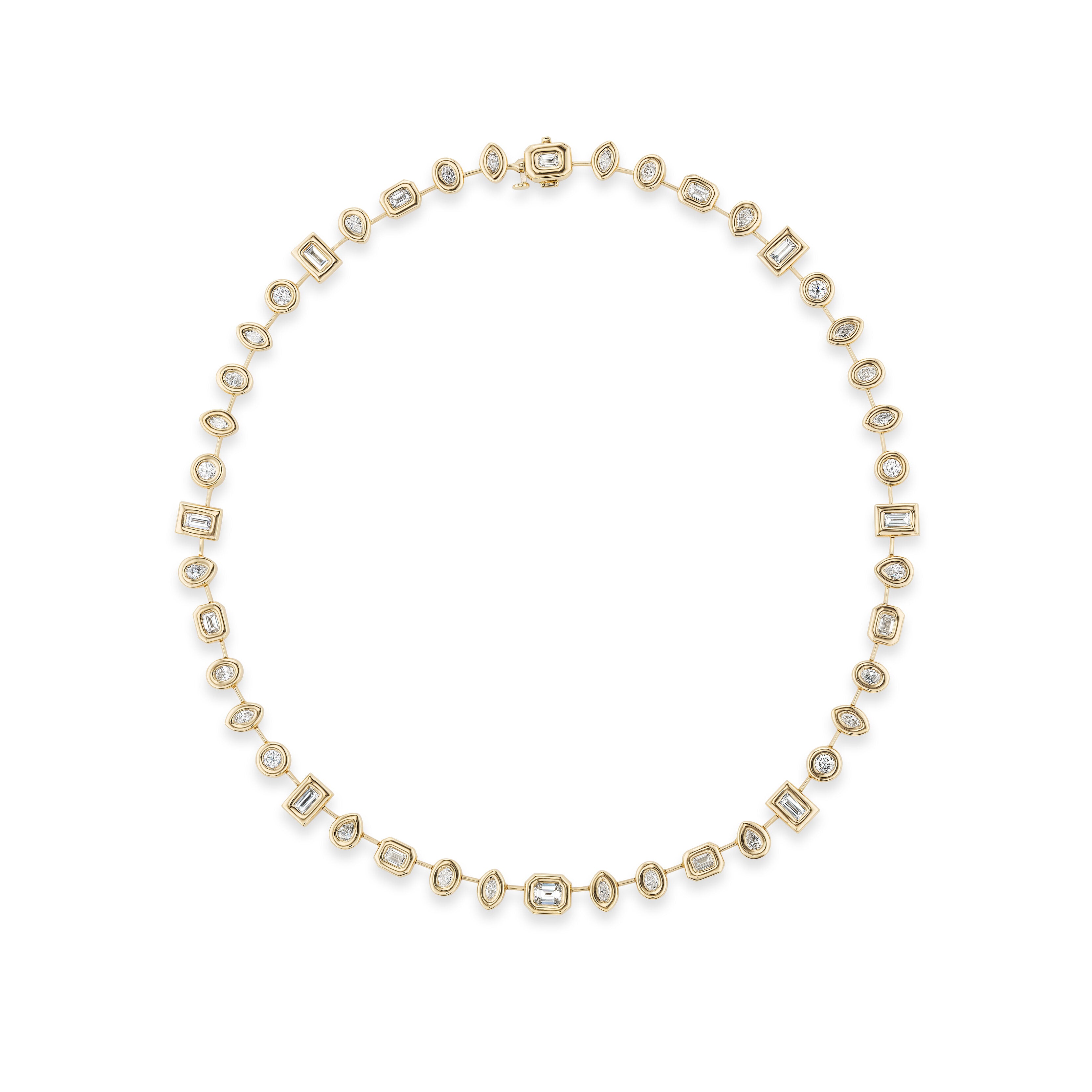 Mixed Shape Diamond Pillow Necklace