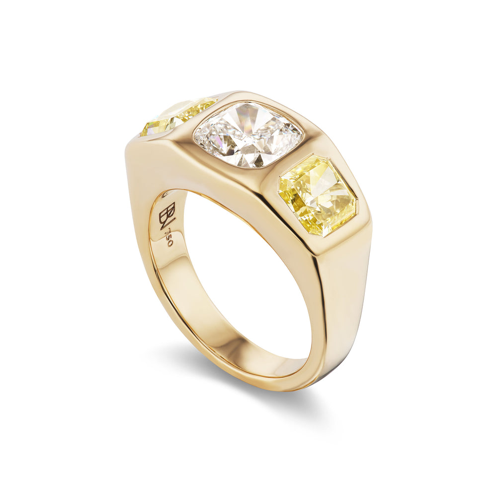 One-of-a-Kind Cushion Diamond Gypsy with Yellow Diamond Sides