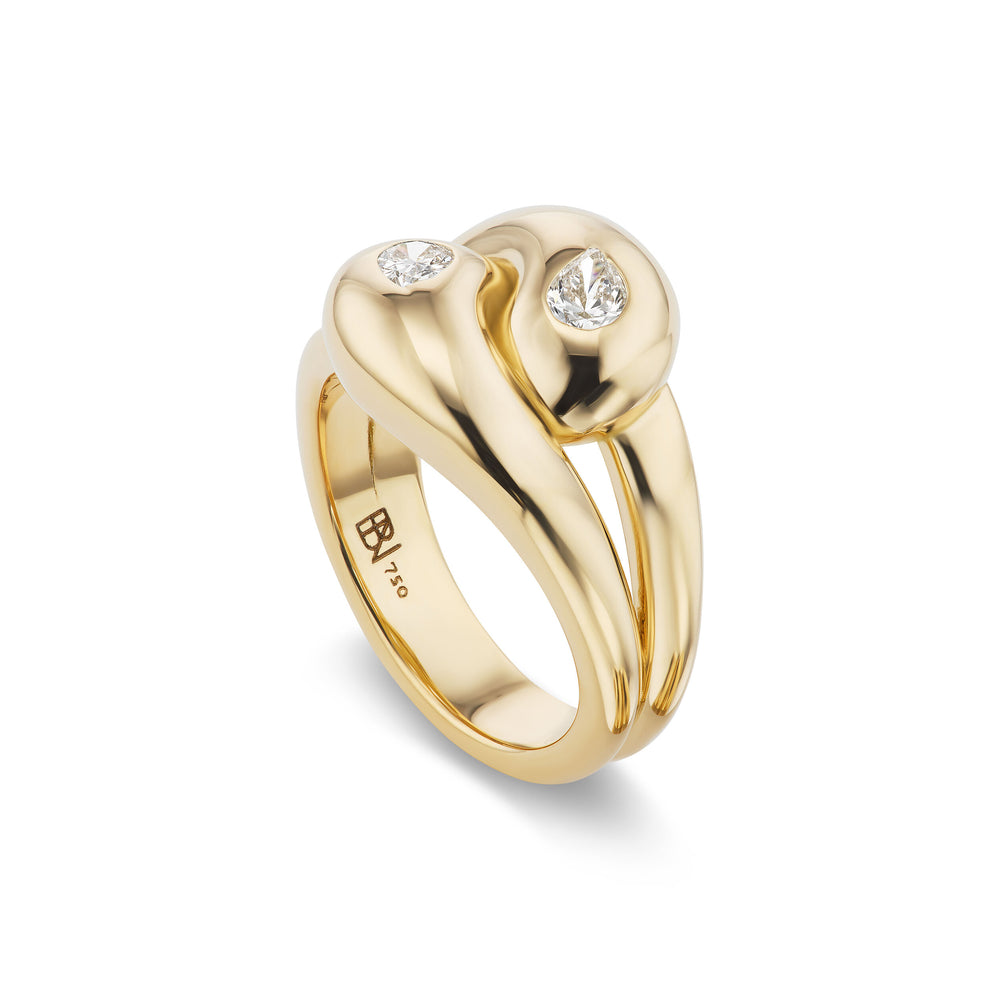 Mini Knot Ring with Diamond Pears