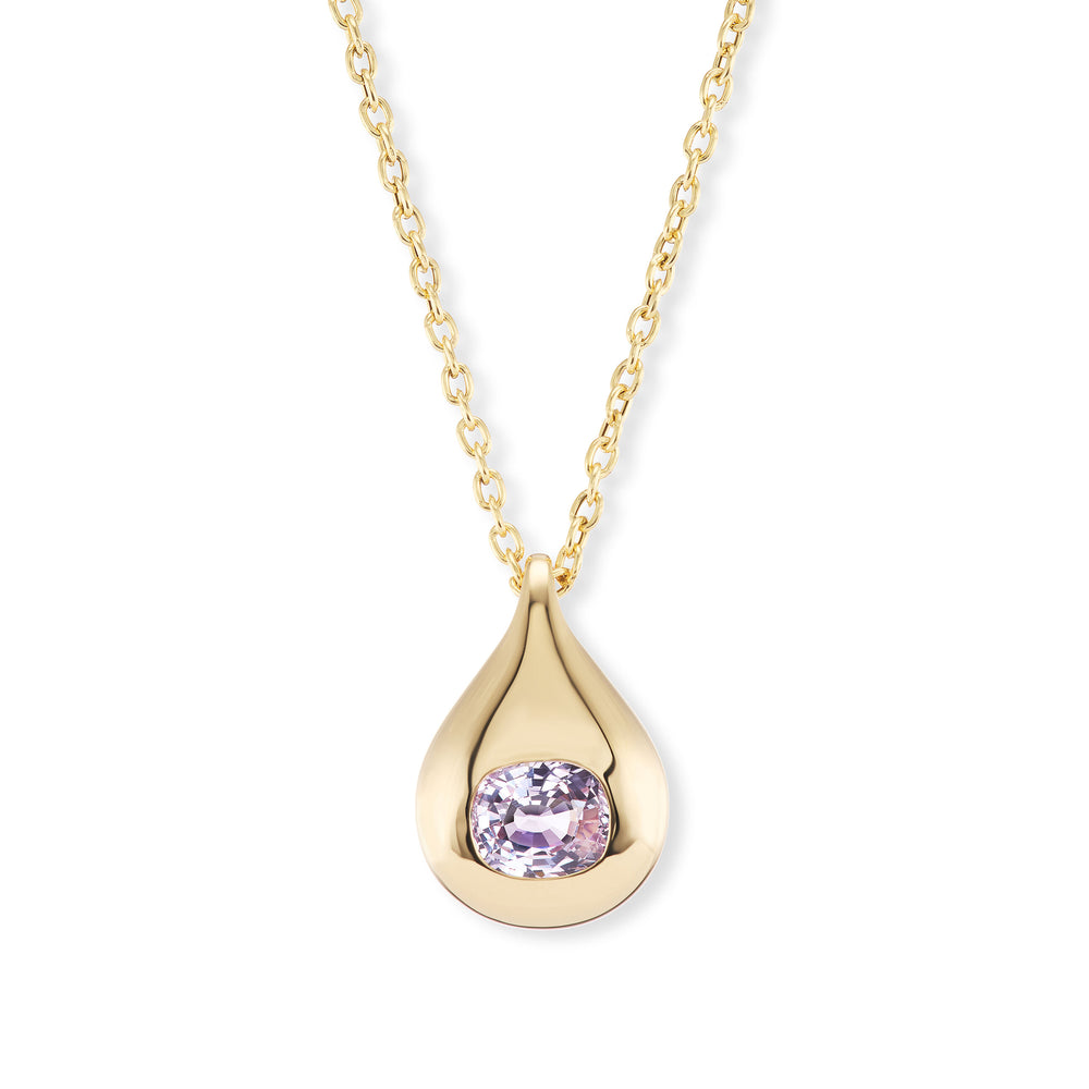 One-of-a-Kind Large Petal Pendant with Single Pink Sapphire