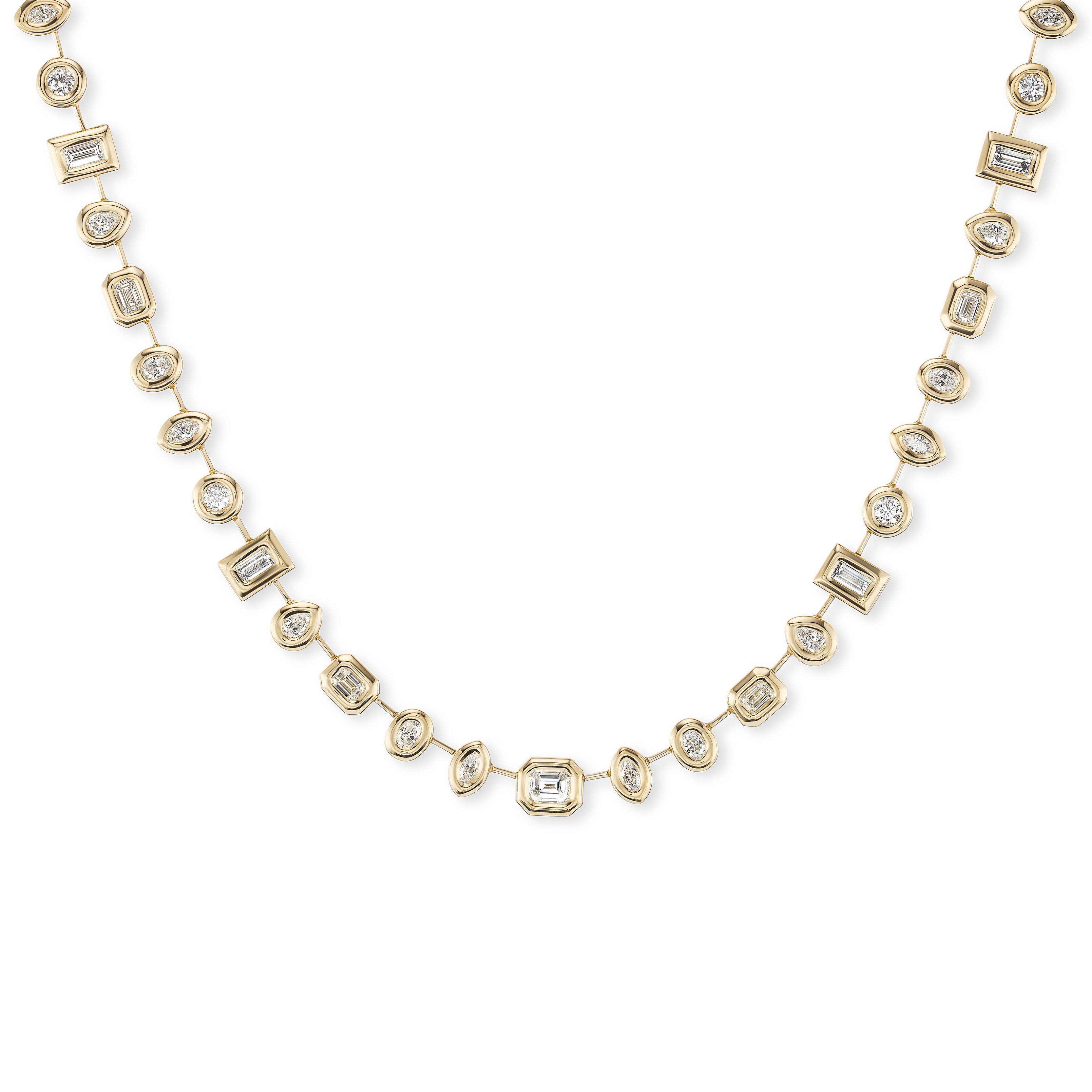 Mixed Shape Diamond Pillow Necklace