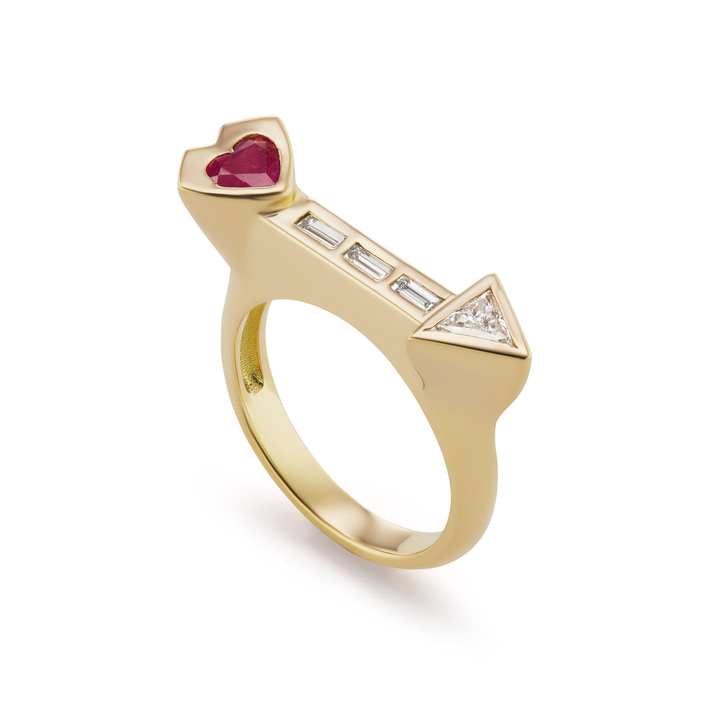 Artemis Ring with Ruby Heart