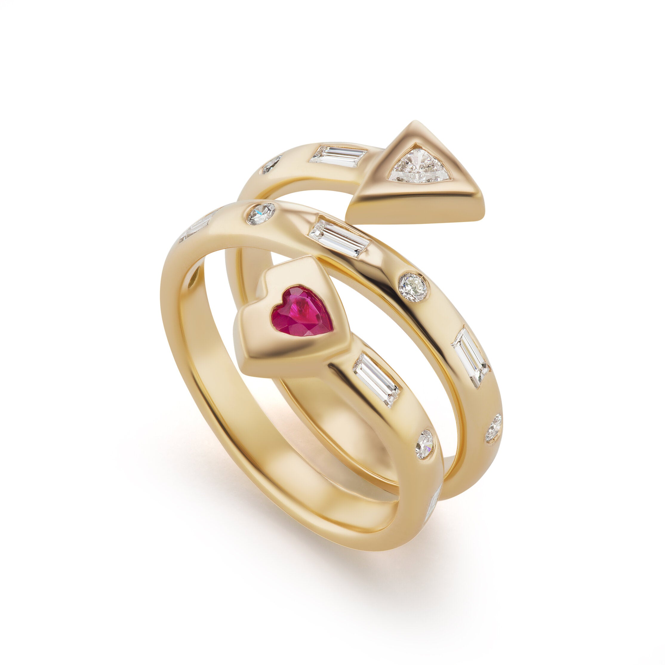 Artemis Coil Ring with Ruby Heart