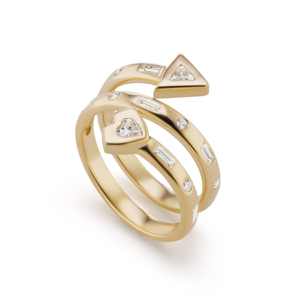Artemis Coil Ring with Diamond Heart