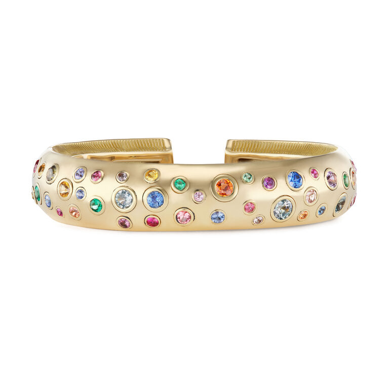 Mushroom Cuff with Rainbow Sapphire & Emeralds