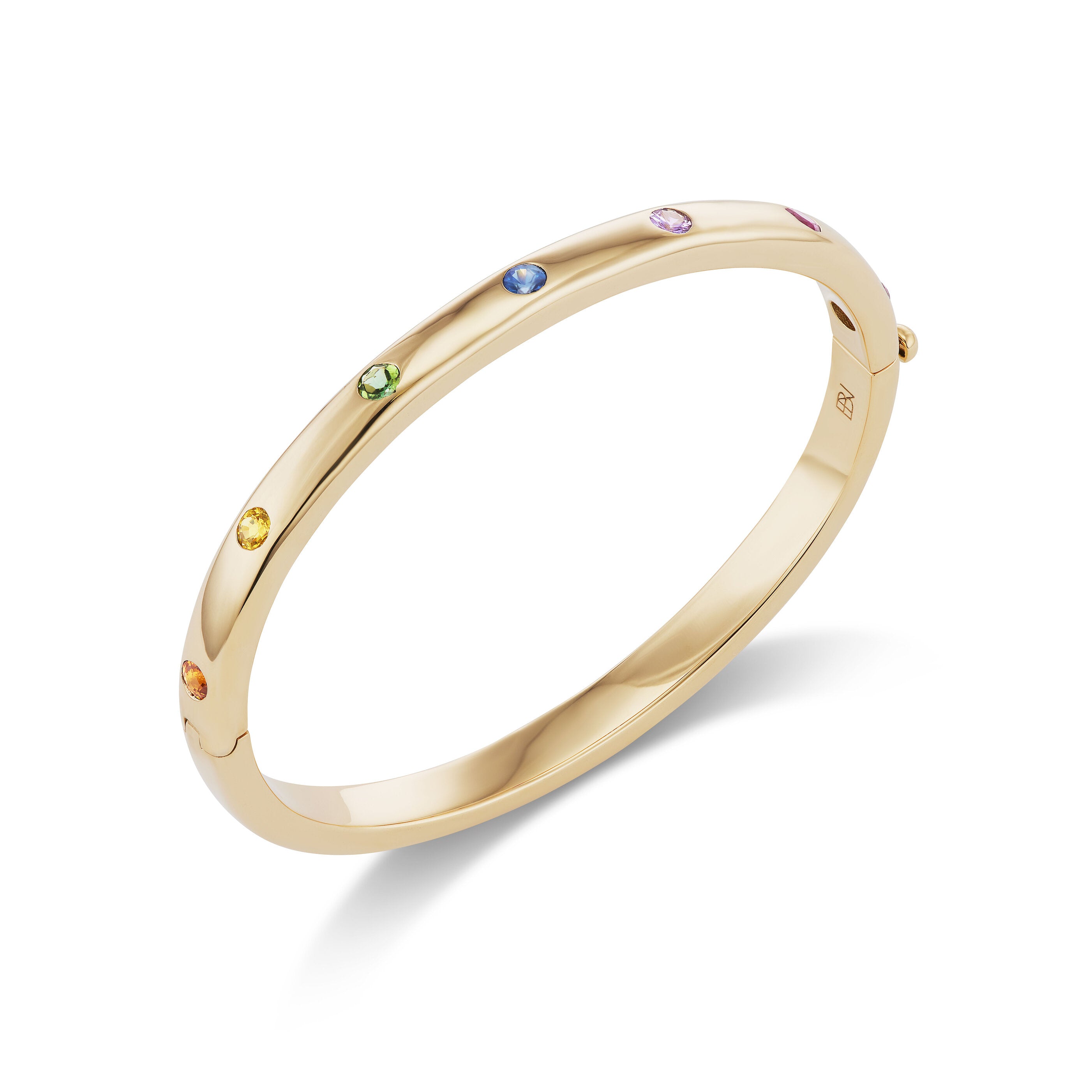 Narrow Gypsy Bangle with Rainbow Sapphires
