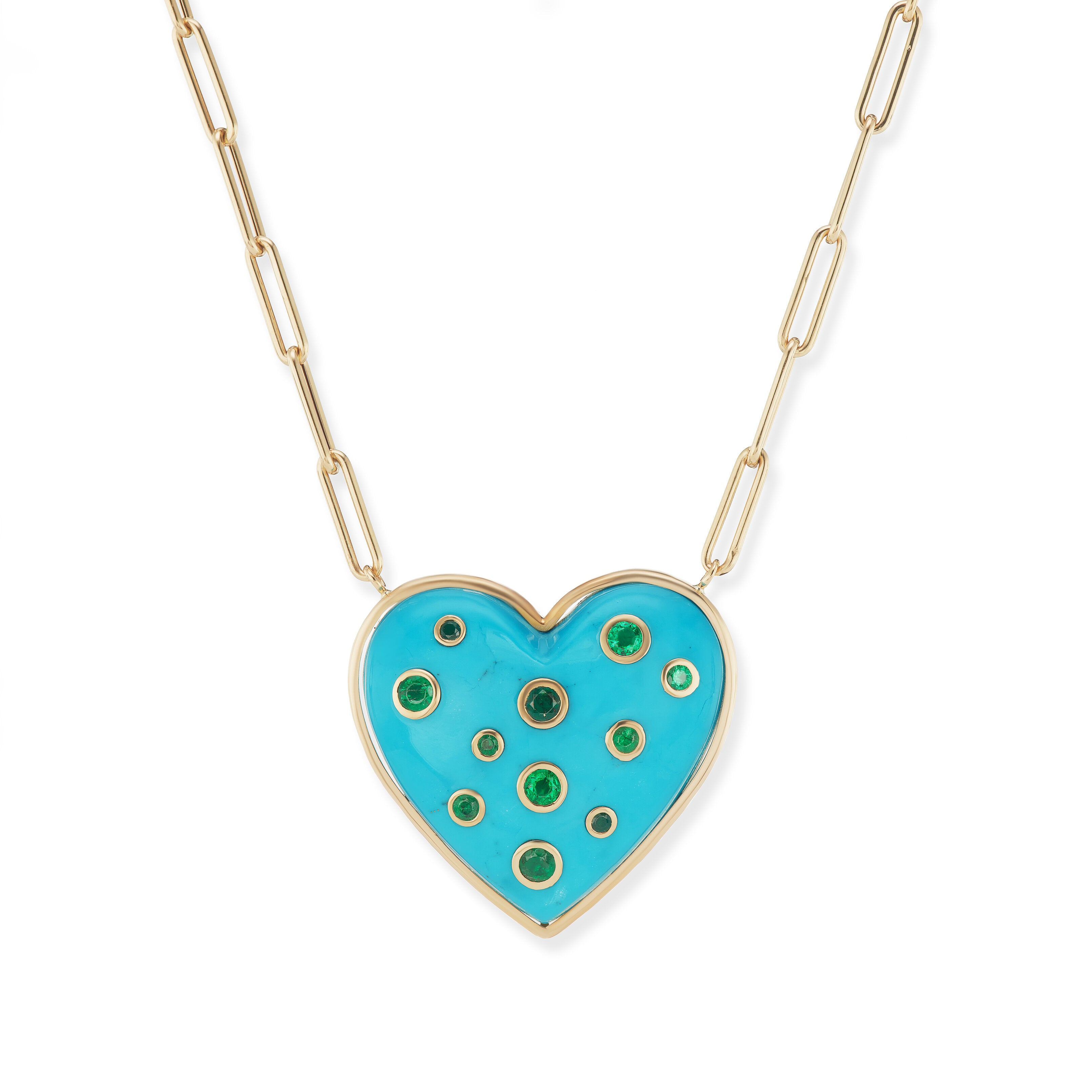 Jumbo Puff Heart Pendant with Precious Stone Insets