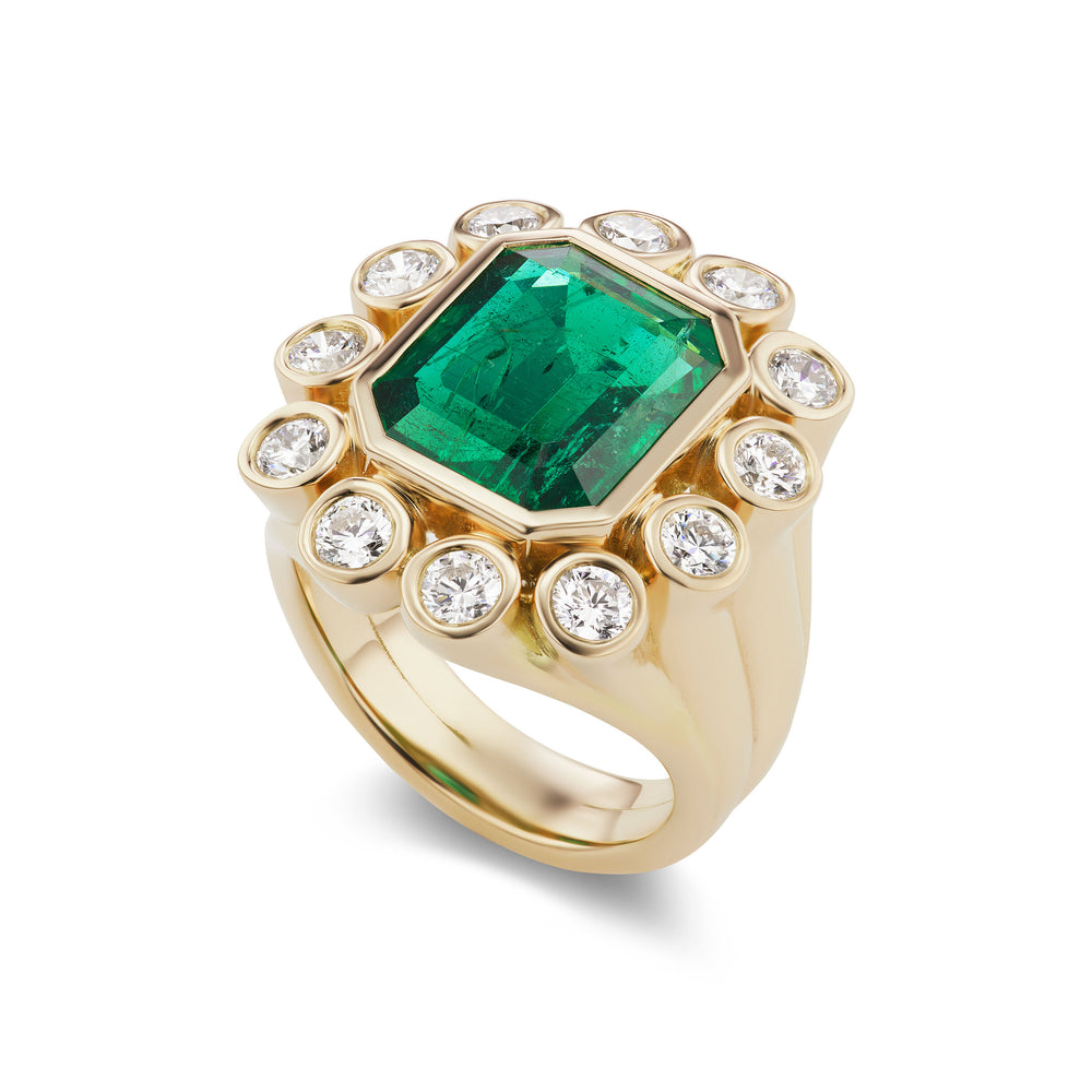 One-of-a-Kind Emerald Gypsy Wildflower Ring