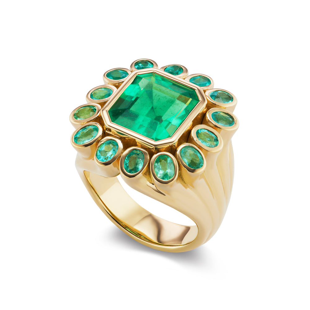 One-of-a-Kind Emerald and Paraiba Gypsy Wildflower Ring