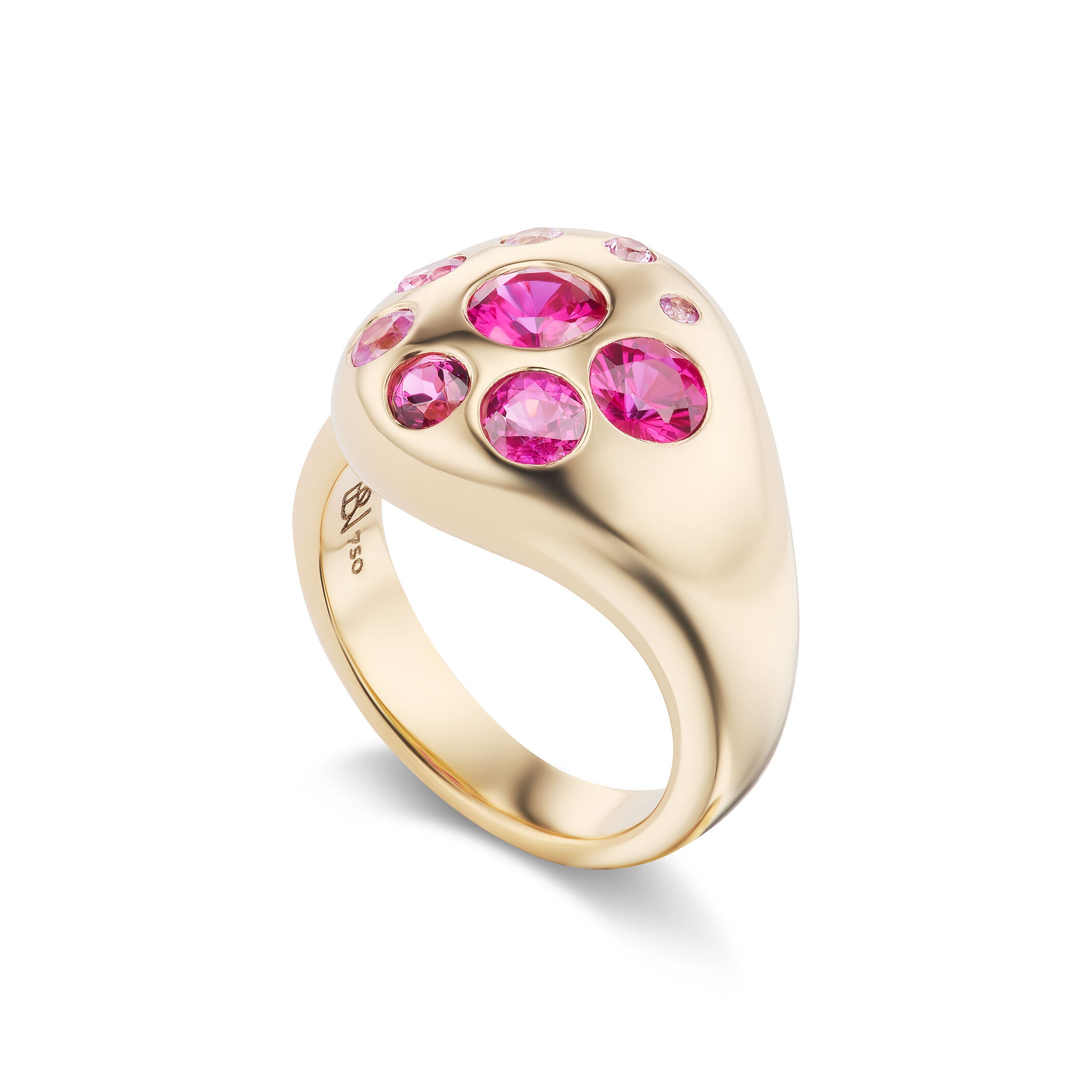 Large Petal Ring with Ruby & Pink Sapphires