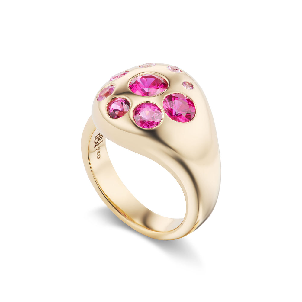 Large Petal Ring with Ruby & Pink Sapphires