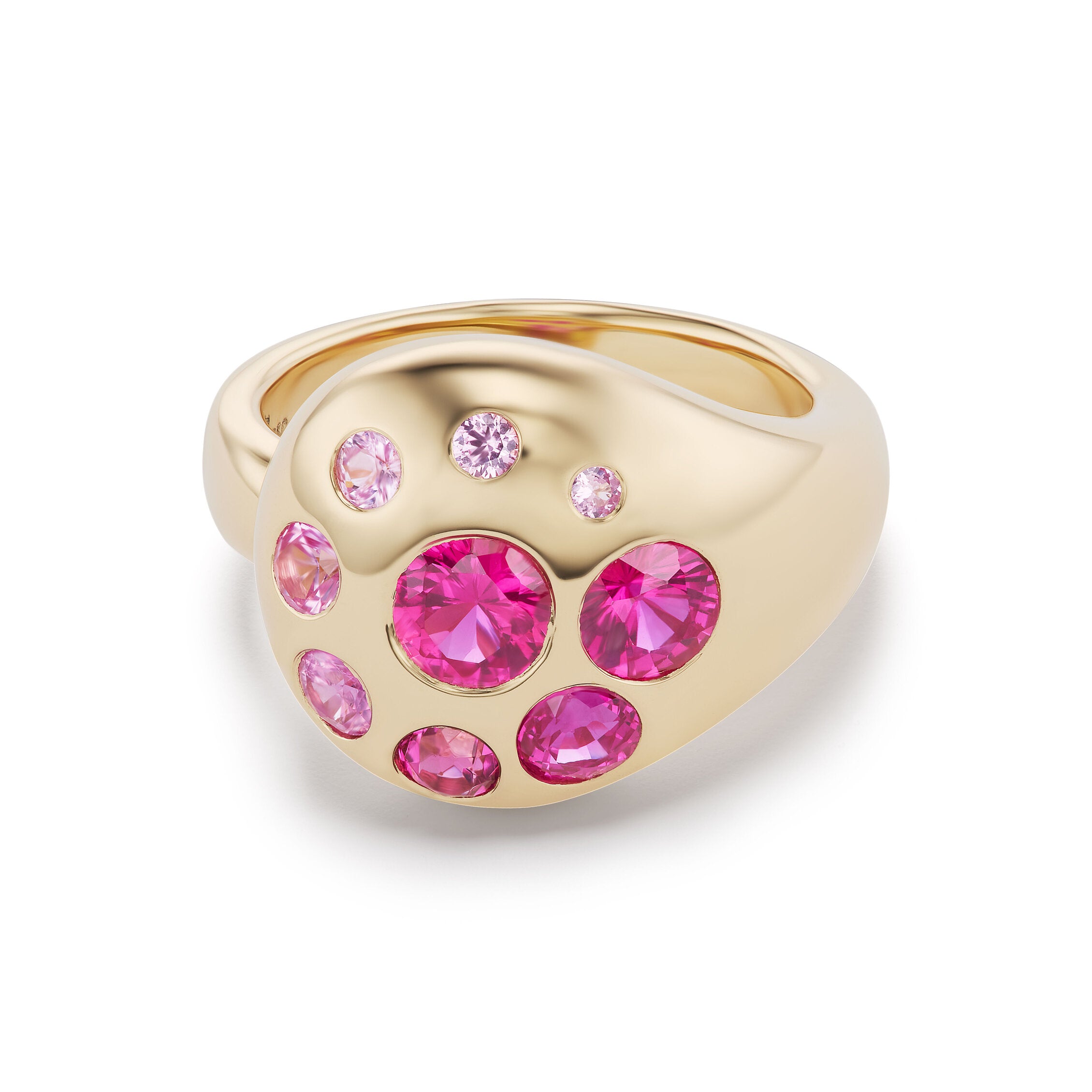 Large Petal Ring with Ruby & Pink Sapphires