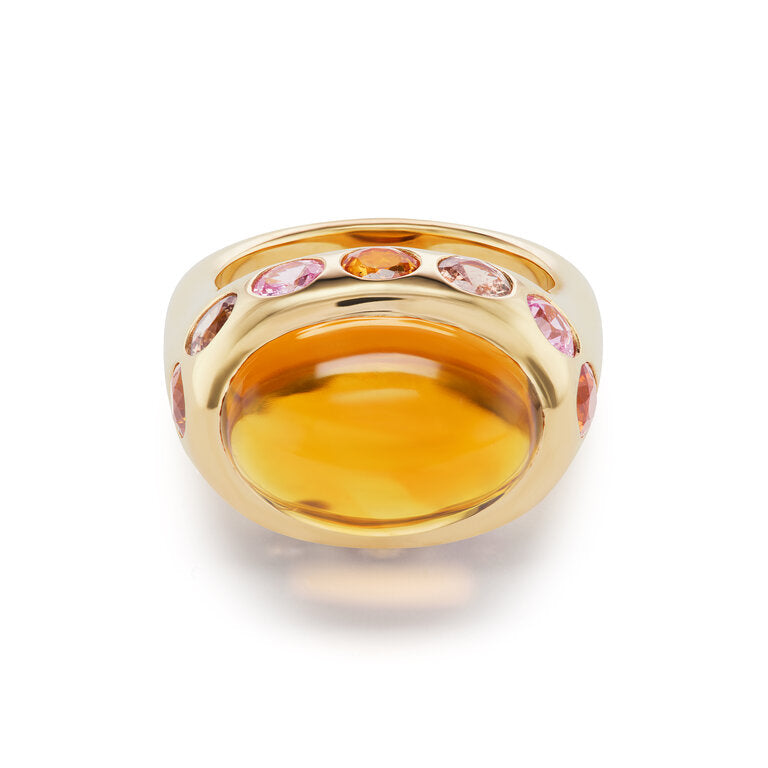 One-of-a-Kind Citrine Crown Ring with Multi-Colored Sapphires
