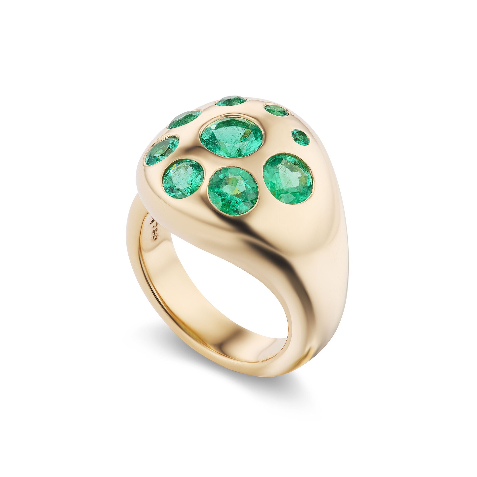 Large Petal Ring with Emeralds