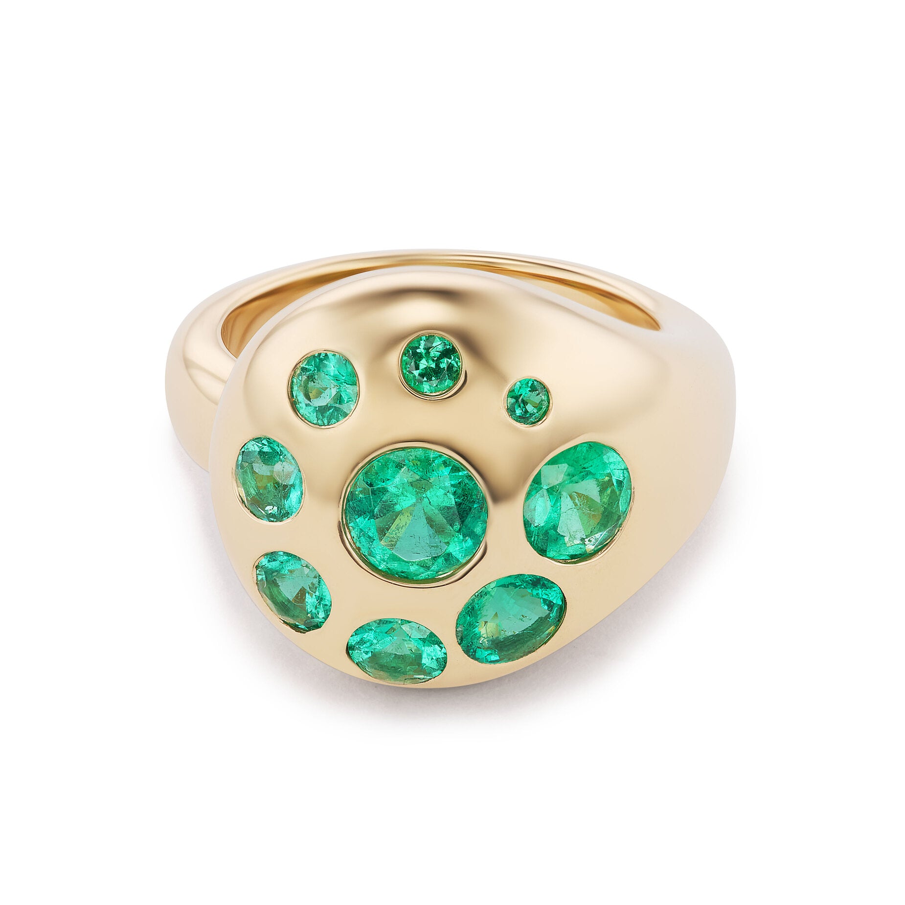 Large Petal Ring with Emeralds
