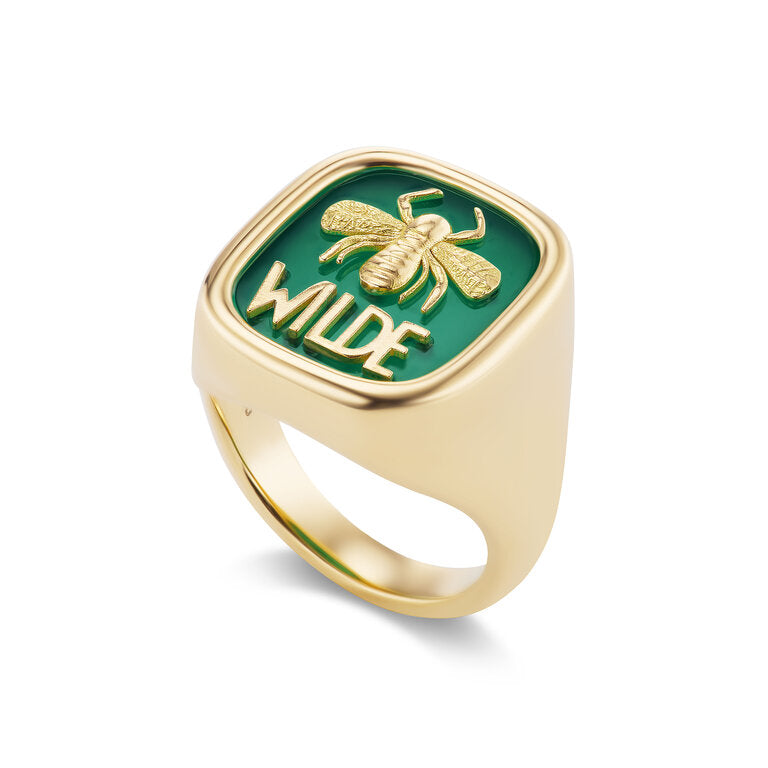Bee Carved Stone Signet Ring