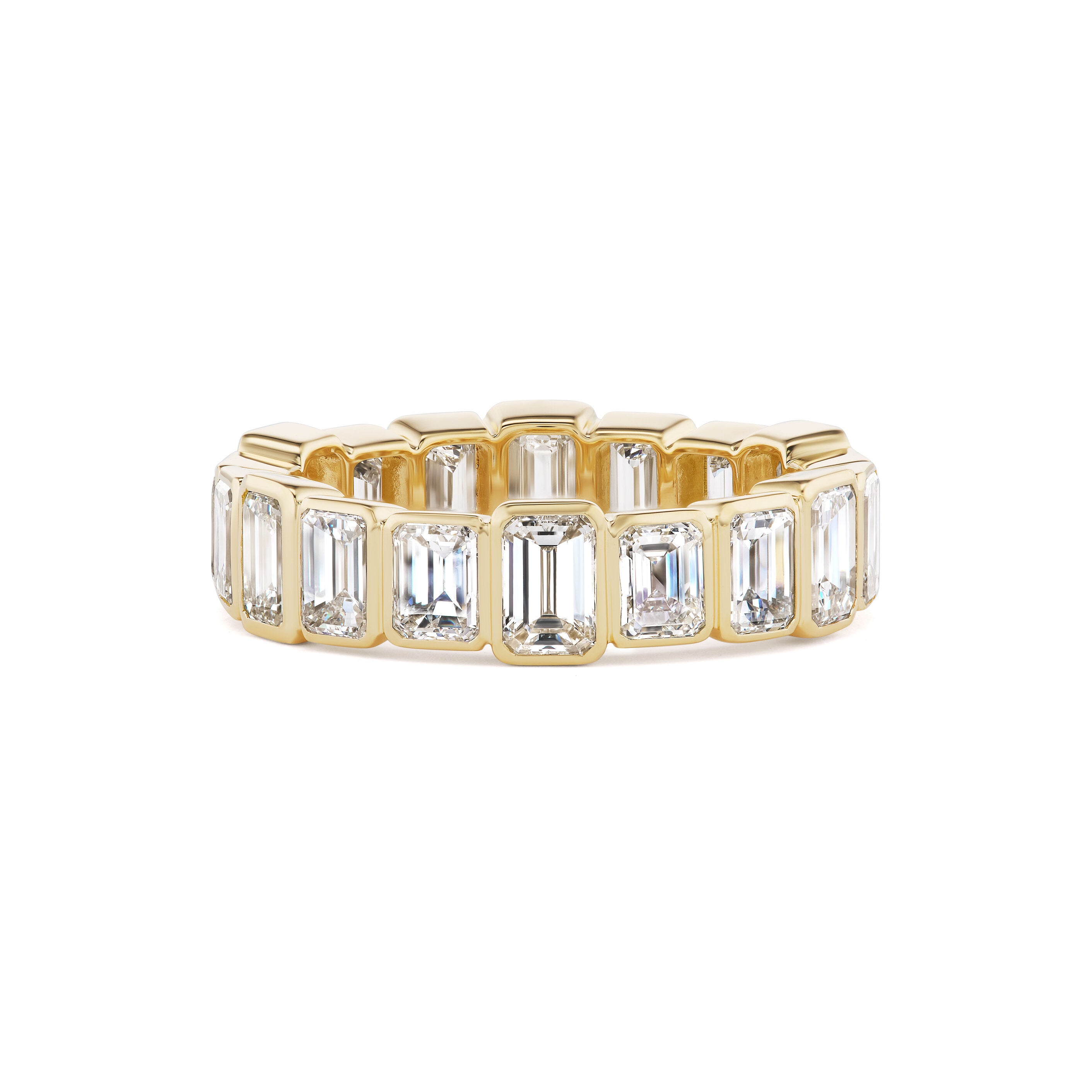 Mixed Size Emerald-Cut Diamond Bezel Band