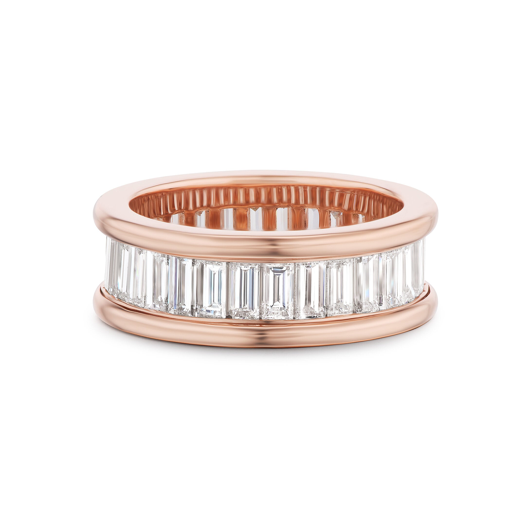 Rose Gold Channel-Set Band with North-South Diamond Baguettes