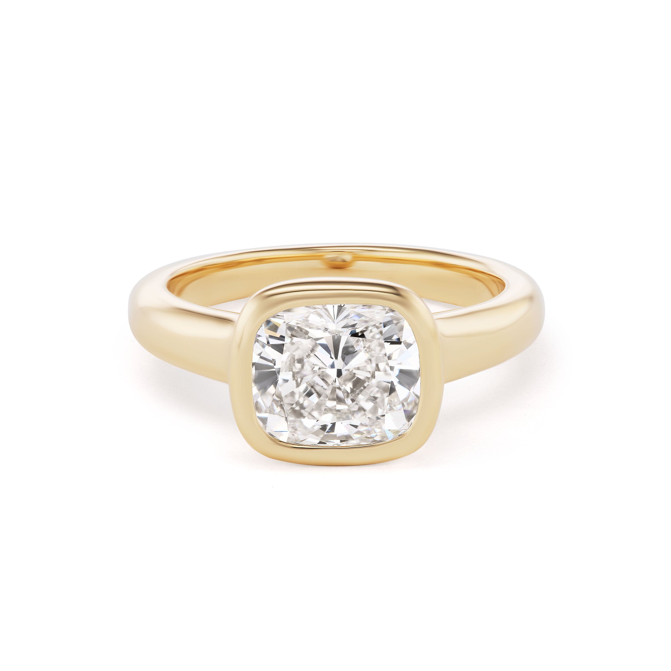 One-of-a-Kind East-West Cushion Diamond Pillow Ring