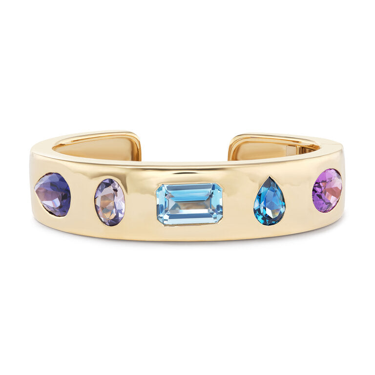One-of-a-Kind Mixed Shape Gypsy Cuff with Semi-Precious Stones