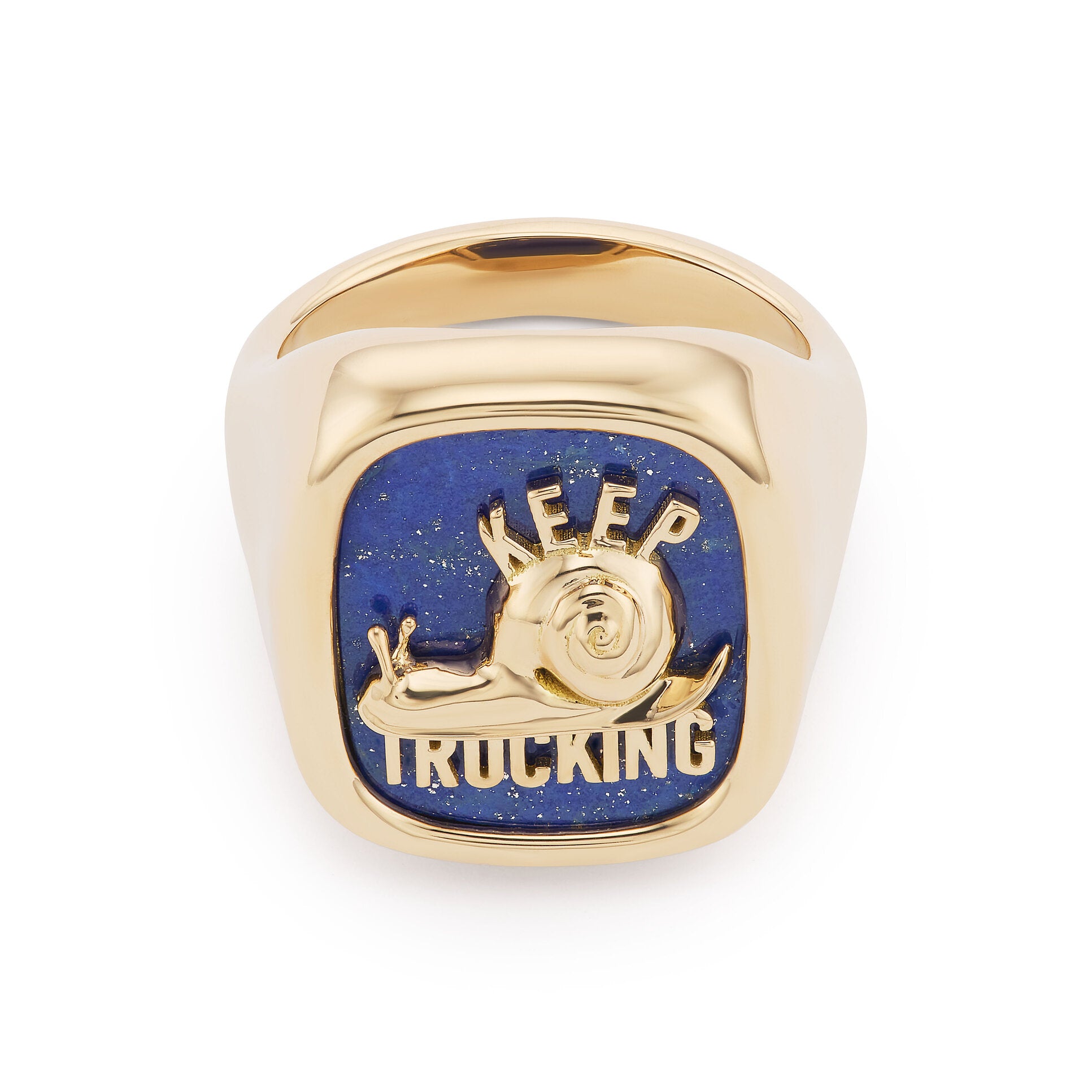 Keep Trucking Carved Stone Signet Ring