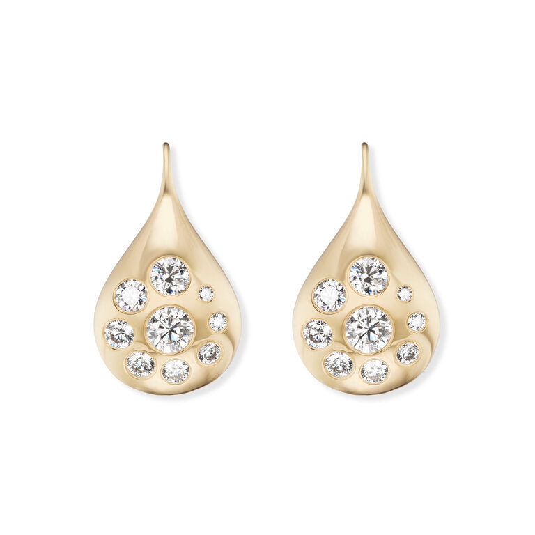 Large Petal Drop Earrings with Diamonds