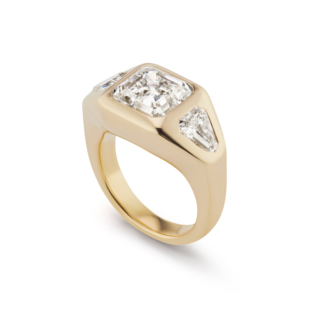 One-of-a-Kind Asscher Diamond Gypsy with Shields