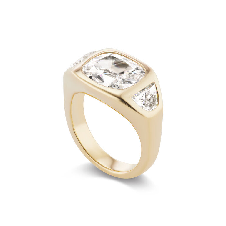 One-of-a-Kind Cushion Diamond Gypsy with Half-Moon Diamond Sides
