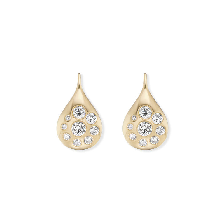 Medium Petal Drop Earrings with Diamonds