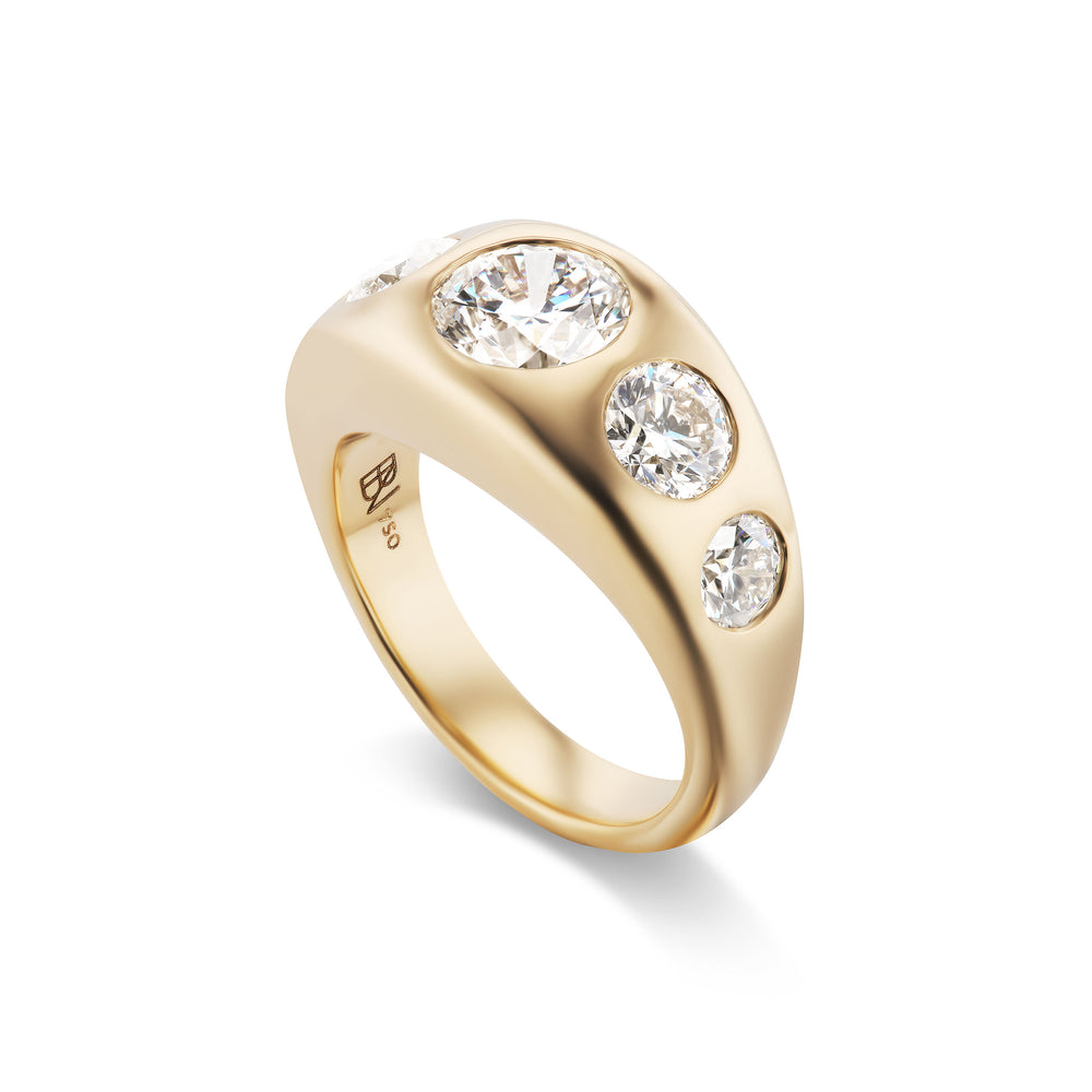 One-of-a-Kind Five Stone Gypsy with Diamond Rounds