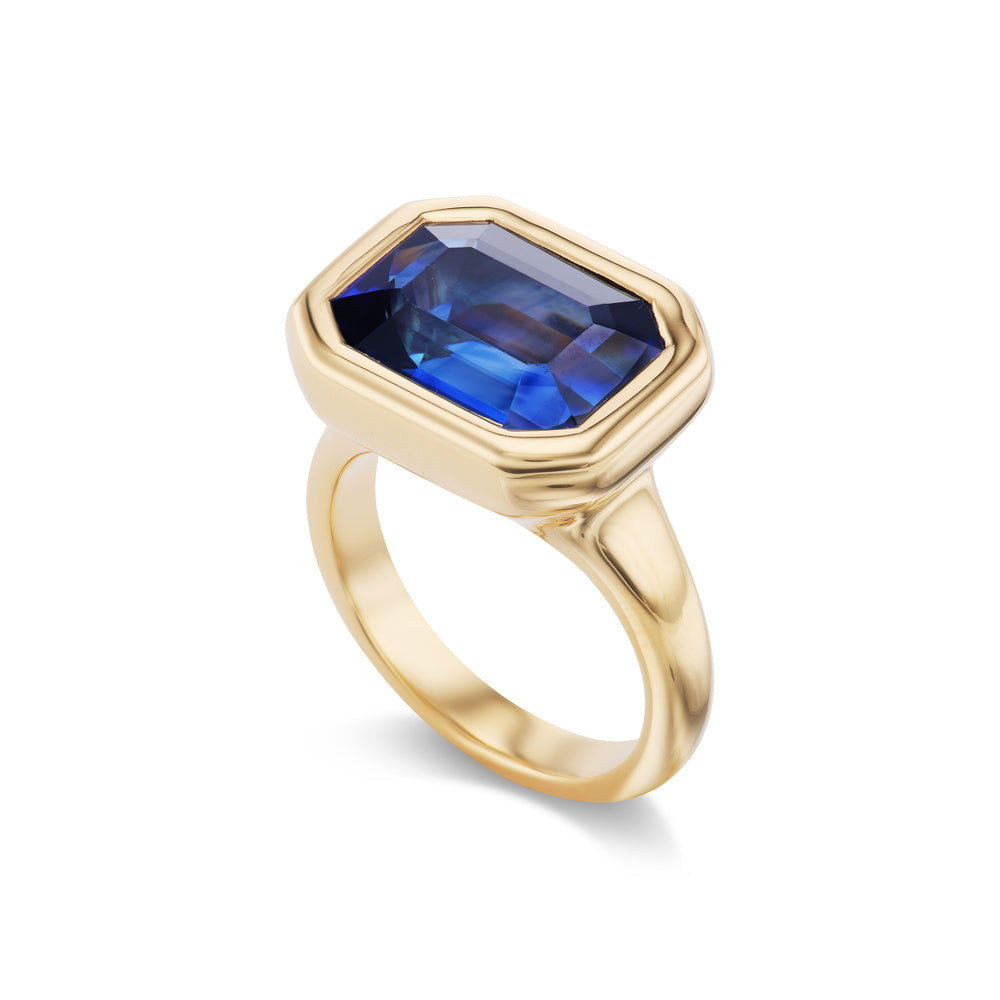 One-of-a-Kind Emerald-Cut Sapphire Pillow Ring