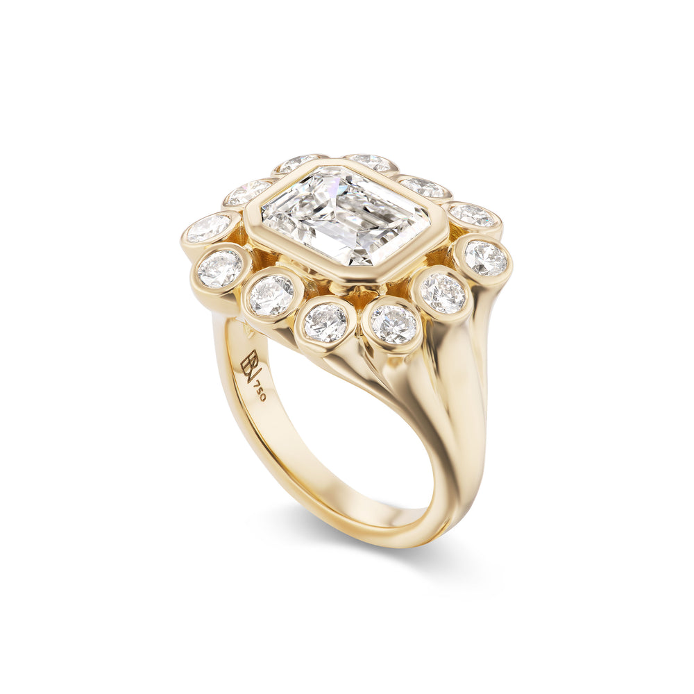 One-of-a-Kind East-West Emerald-Cut Diamond Wildflower Gypsy Ring