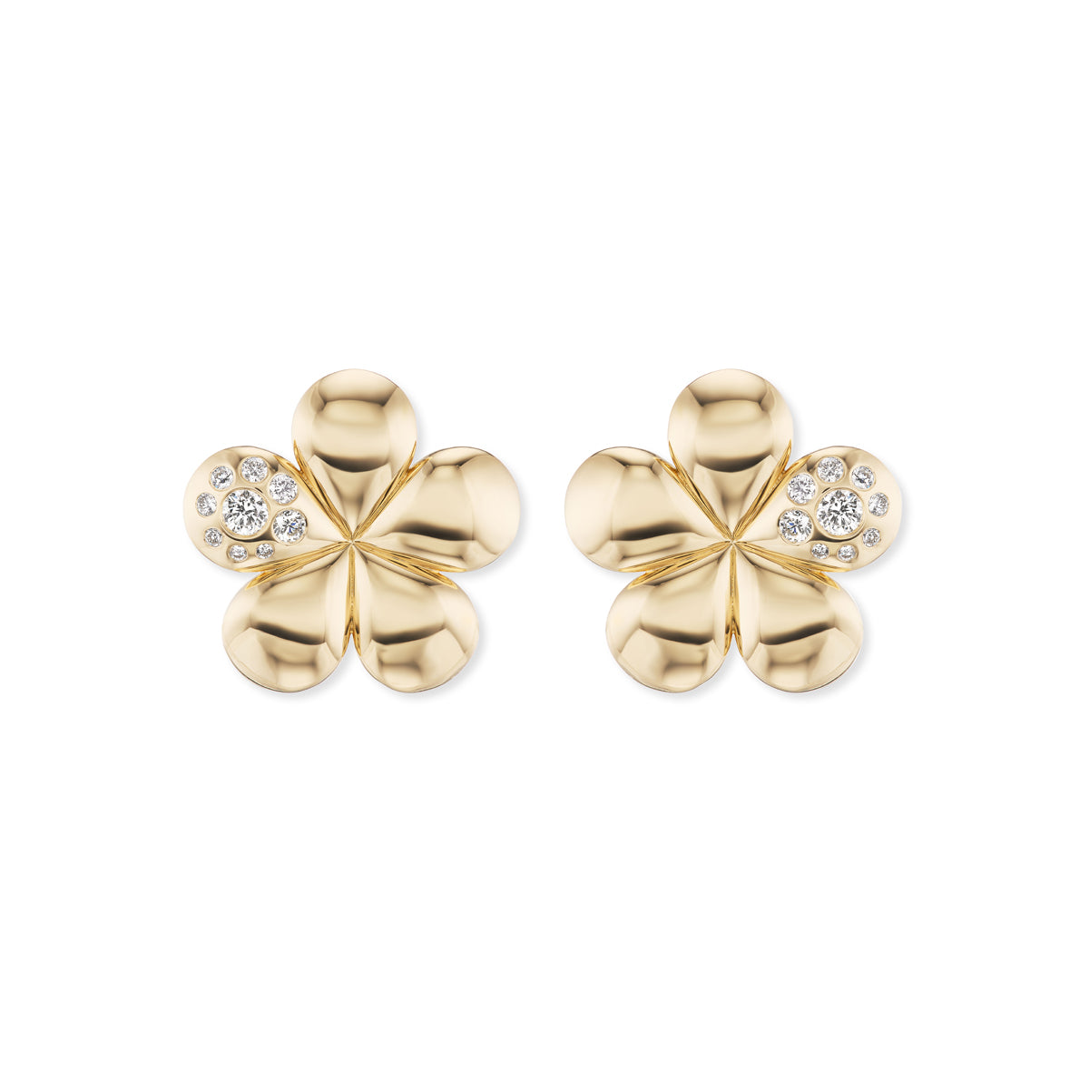 Small Single Diamond Petal Earrings