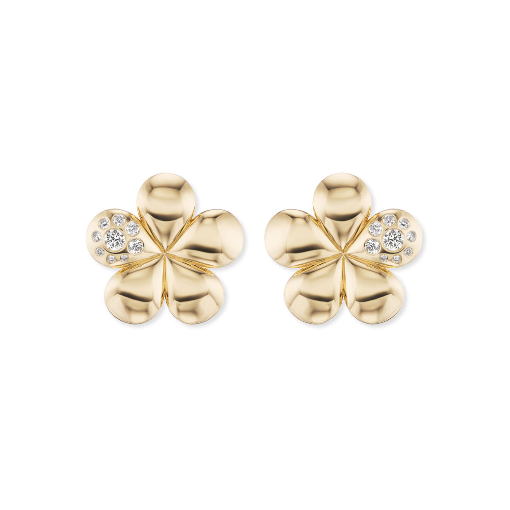 Small Single Diamond Petal Earrings
