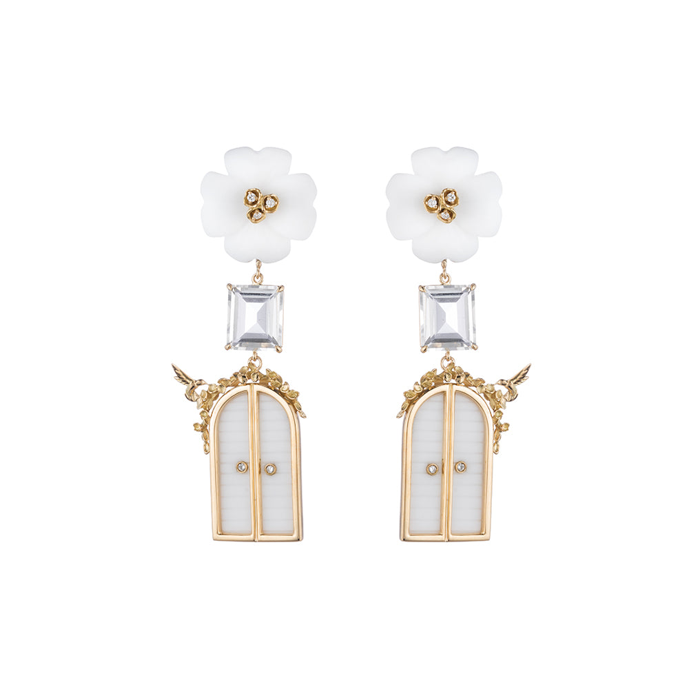 Large Clover Floral Archway Door Earrings